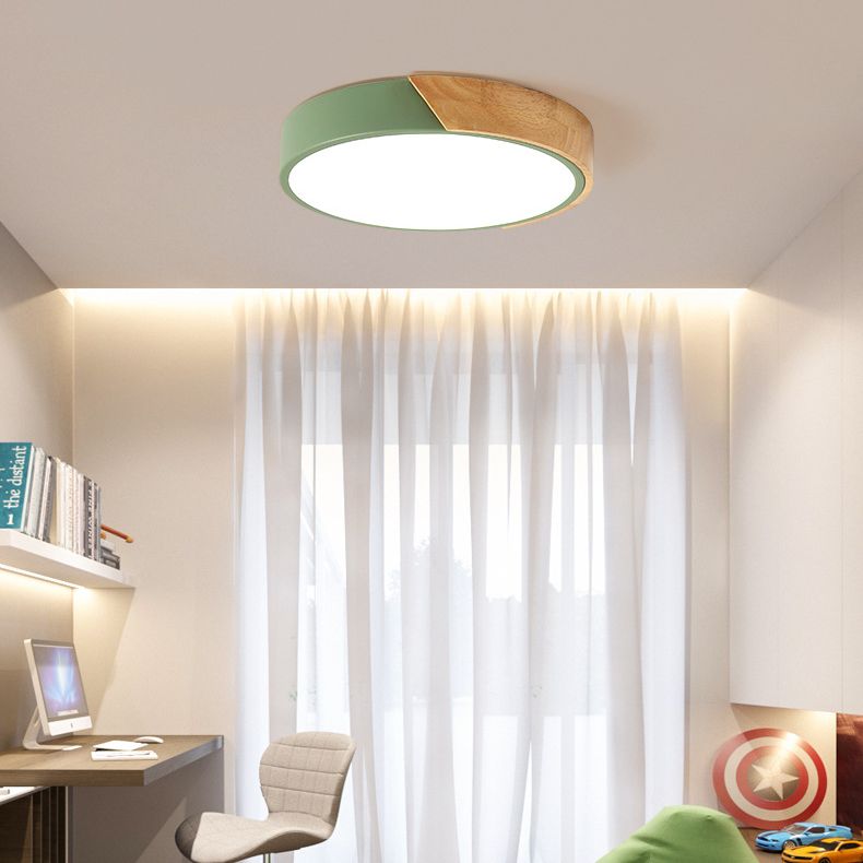 Plafonnier LED rond de style macaron en acrylique, montage encastré à 1 lumière pour chambre à coucher et salon