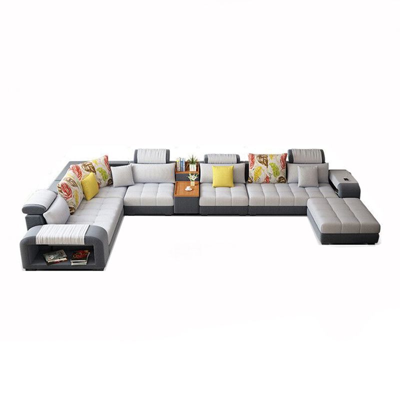 Modern Pillowed Back Cushions Sofa Tufted Sectionalwith Storage for Living Room