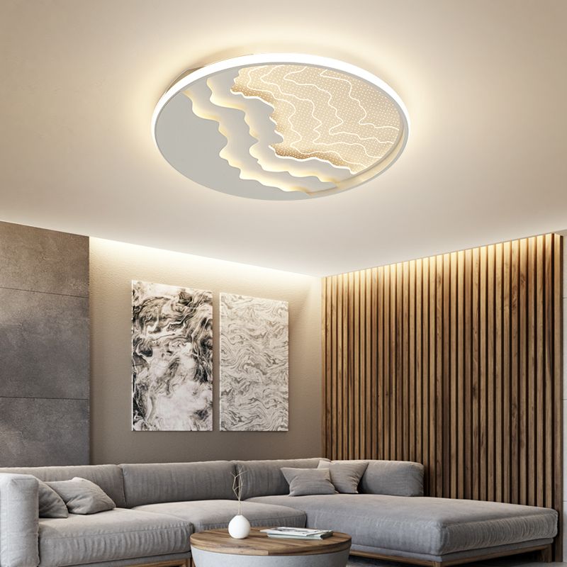 Lámpara empotrada acrílica ondulada Simplicidad LED Luz de techo empotrada redonda para dormitorio