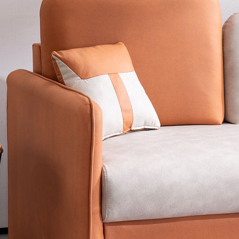 25" Wide Contemporary Sofa Leather Pillows Cushions White Seating