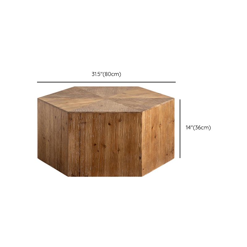 Country Square / Hexagon Side Table Natural Solid Wood End Table