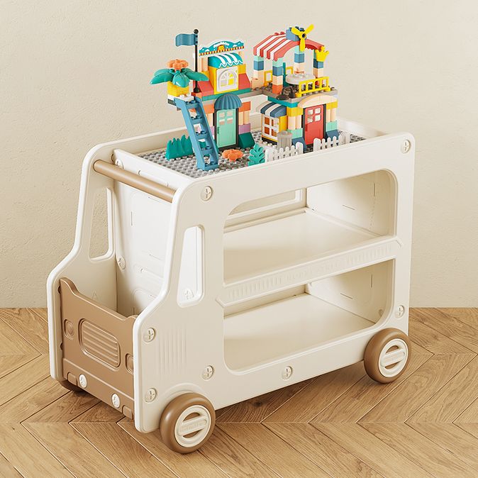 Modern Plastic Standard Kids Bookcase Open Back Bookcase with Wheels
