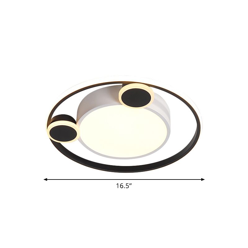 White and Black Circle Ceiling Flush Nordic 16.5"/20.5" W LED Acrylic Flush Mount Lighting in White/Warm Light