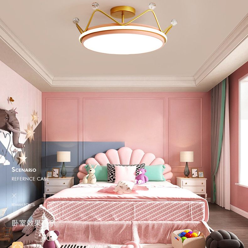 Couronne moderne semi-luminaire de plafond luminaire en métal LED CHAMBRE SEMI FUX MONT ÉCLAIR