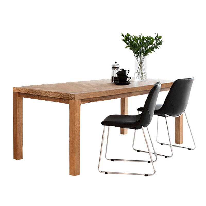 Rectangle 4 Legs Minimalist Dining Table Solid Wood Fixed Table for Restaurant