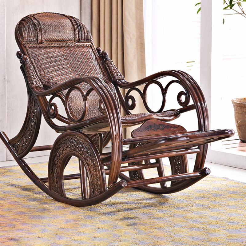 Spindle Wicker Rocking Chair Traditional Rocker Chair 24.8" x 45.3" x 41.3"