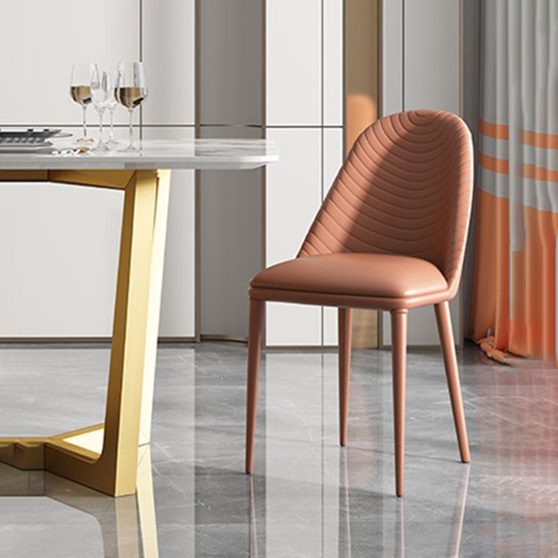 Sillas de comedor de estilo moderno, sillas laterales sin brazos de cocina con patas de metal