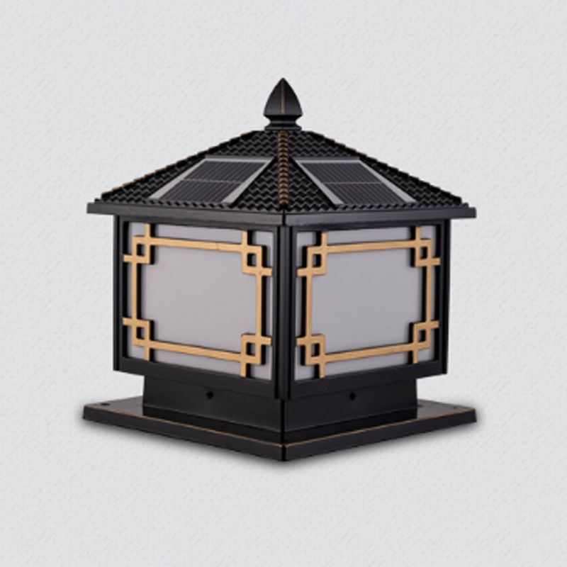 Contemporary Pillar Light Metallic LED Solar Lighting Fixture for Garden