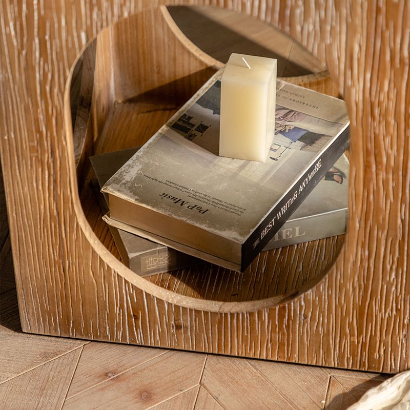 Modern Pedestal Wooden Coffee Table Rectangular Top Shape Cocktail Table