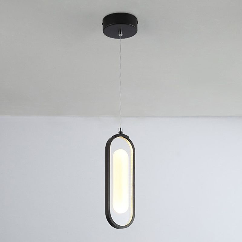 Simplicidad Péndulo oblongo Ligera acrílica La lámpara colgante de acrílico LED en negro