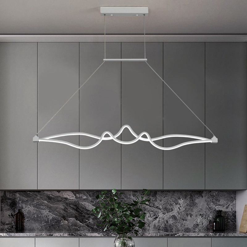 Nordic Aluminum Island Light Linear 2 Lights LED Island Pendant for Dining Room