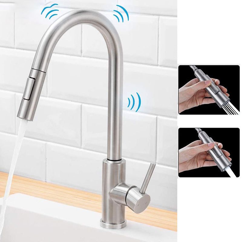 Pull Down Sprayer Kitchen Faucet Touch Sensor 304 Stainless Steel High Arc Kitchen Faucet