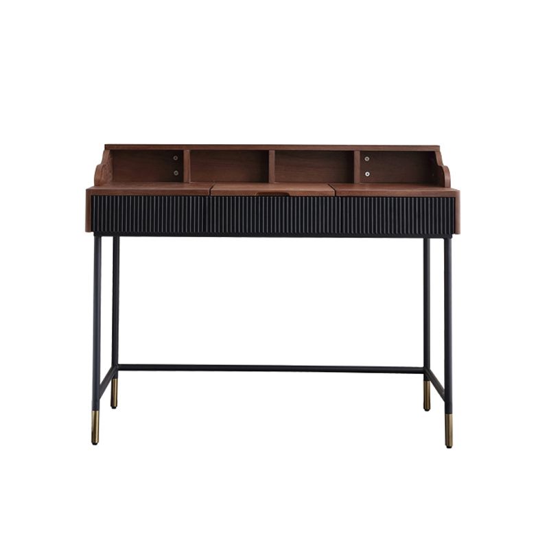 Contemporary Flip Single Wood Vanity with Padded Stool Lighted Mirror Vanity Desk