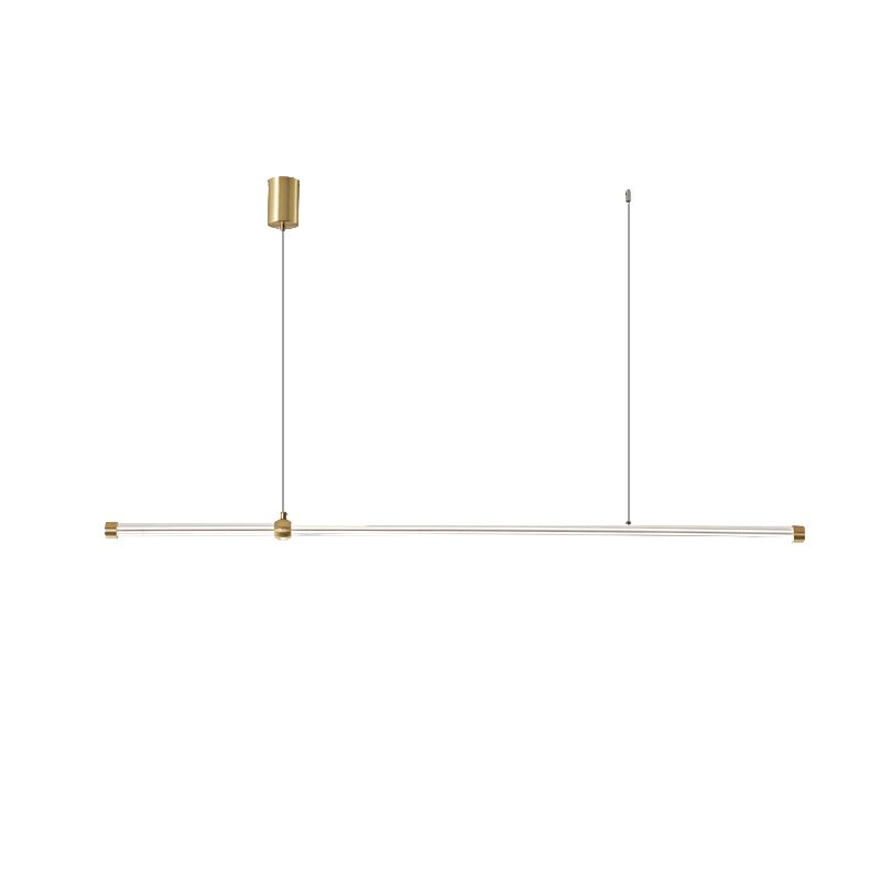 Linear LED Hanging Lamp Minimalism Island Light Fixture with Acrylic Shade for Dining Room