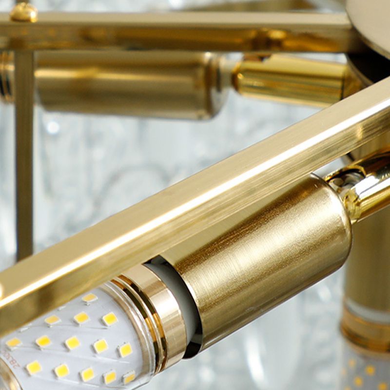 Modern Ceiling Lamp Golden Flush Mount Light Fixture with Glass Shade for Bedroom