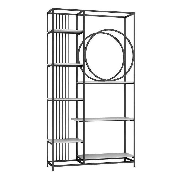 Iron Frame Etagere Bookshelf Vertical Manufactured Wood Shelf Bookcase for Office