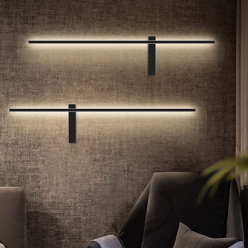 Moderno Minimalista Estilo lineal Luz montado en la pared lineal Ideas de iluminación de pared acrílica para sala de estar