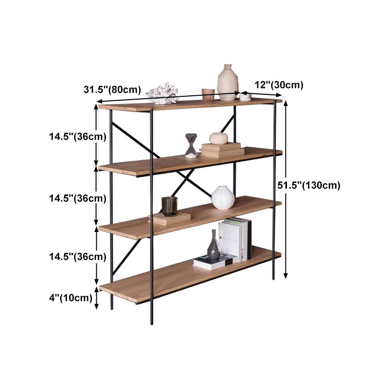 Modern Bookshelf Solid Wood Bookcase With Rectangular Shelves