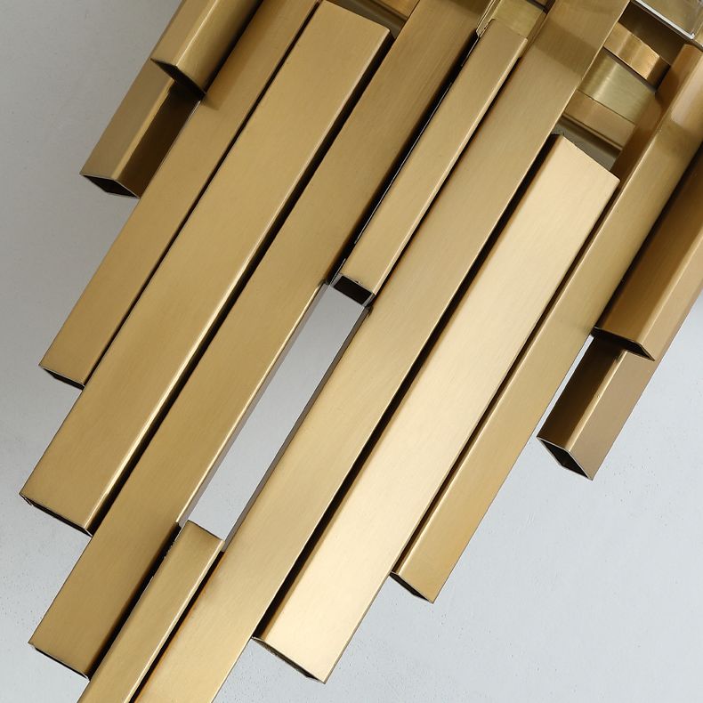 Gold Geometric Wall Sconce in Modern Luxury Style Metal Wall Lamp with Crystal Shade