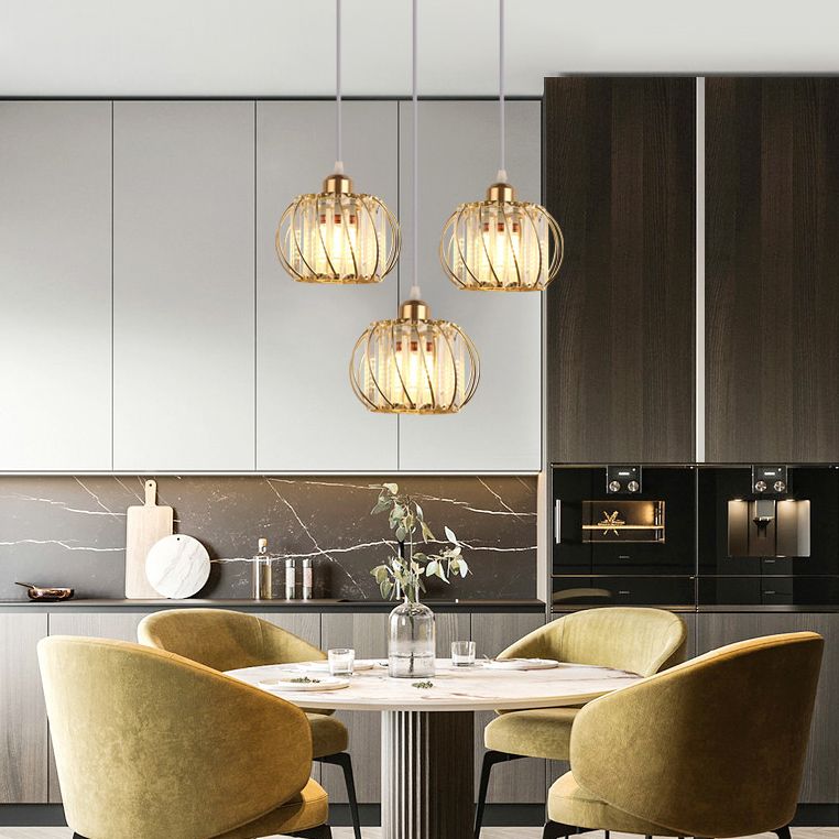 Luminaire pendentif en cristal globe Lumière suspendue minimaliste pour salle à manger