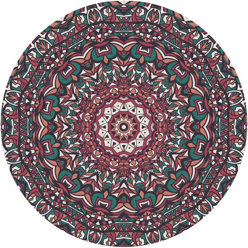 Moroccan Door Rug Multicolor Mandala Area Rug Polypropylene Anti-Slip Stain Resistant Machine Washable Rug