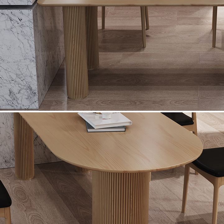 Free Form Pine Wood Dining Table in Nature/Walnut Modern Island Table with 3 Legs