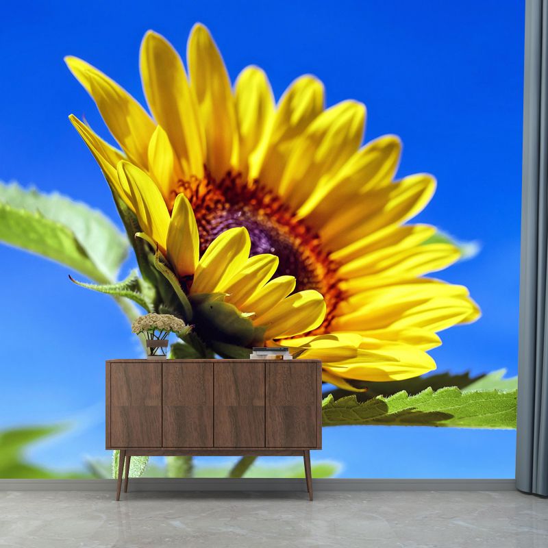 Customized Blooming Sunflower Mural Wallpaper Contemporary for Guest Room Decor