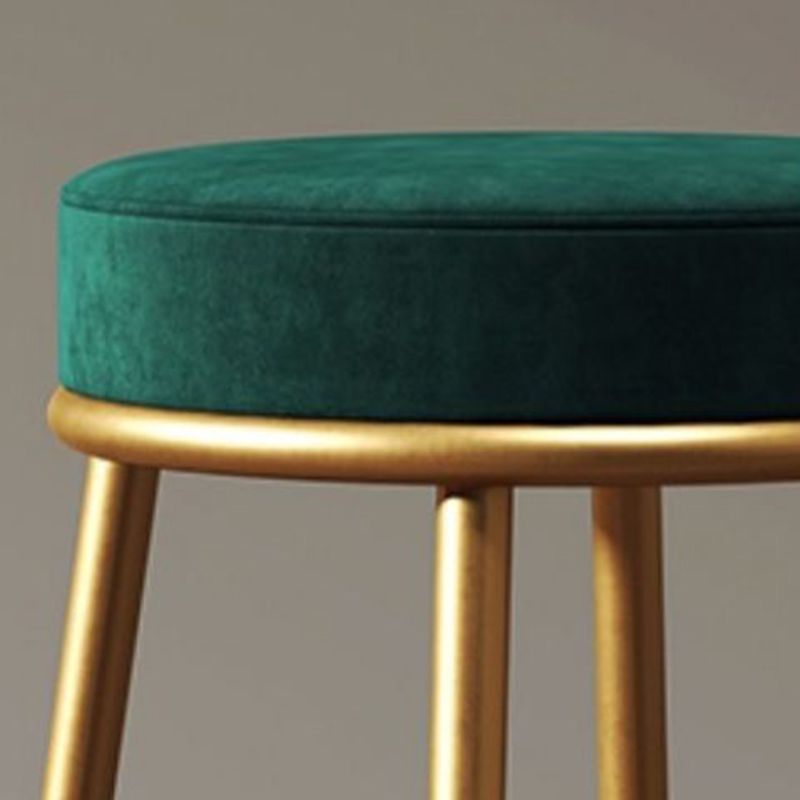Glam Style Counter Stool Upholstered Living Room Bar Stool with Gold Frame