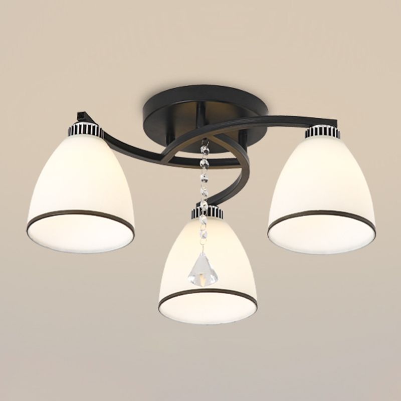 Light de plafond en verre moderne noir Multi Light Flush Mount Plafond Light for Dining Room