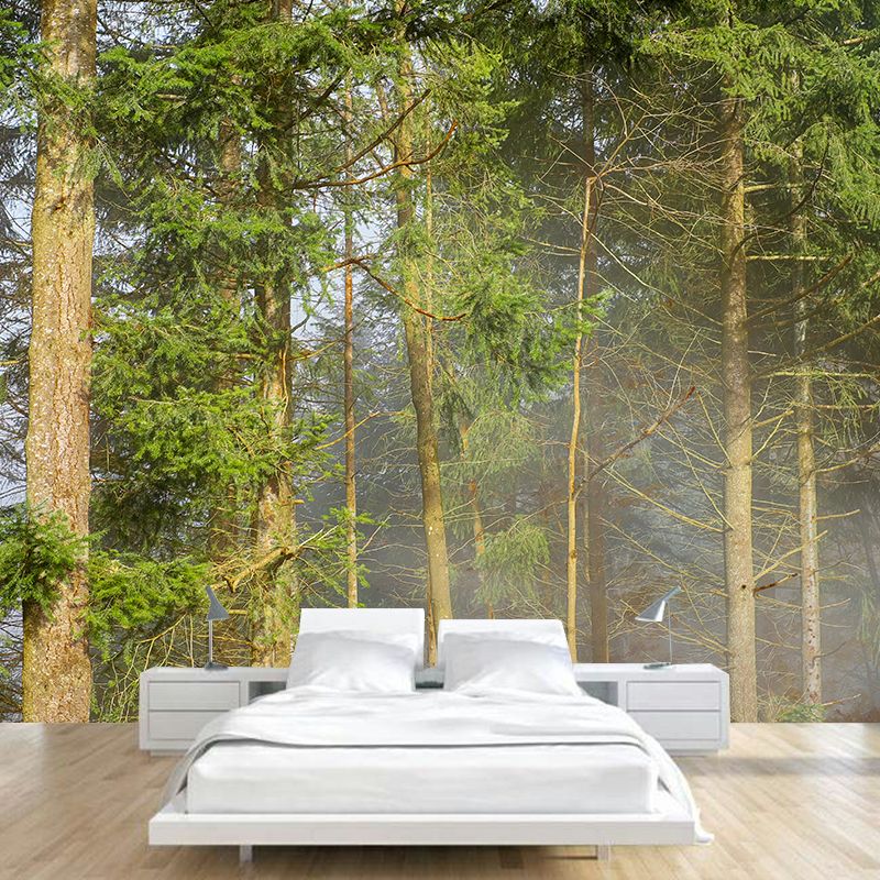 Natural Decorative Green Forest Wall Mural Sitting Room Gust Room Wall Covering