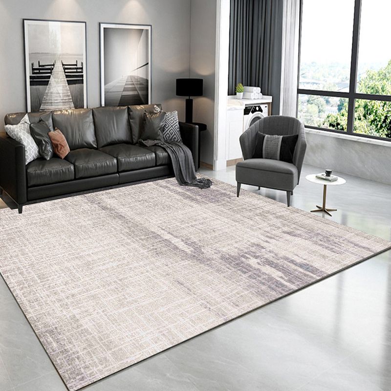 Beige Casual Rug Polyester Striped Rug Stain Resistant Rug for Living Room