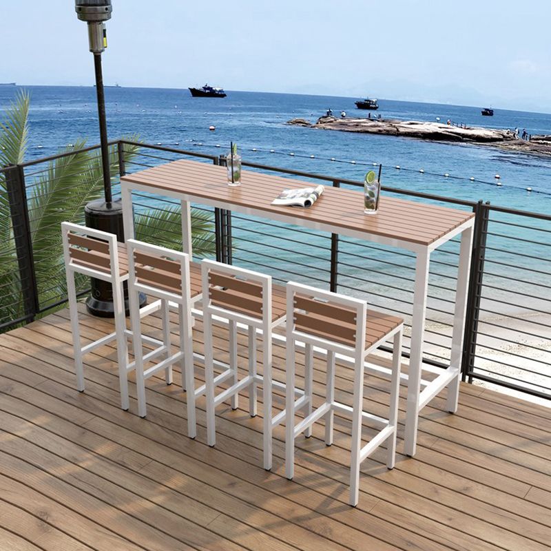 Brown Manufactured Wood Bar Table Industrial Rectangle Patio Table