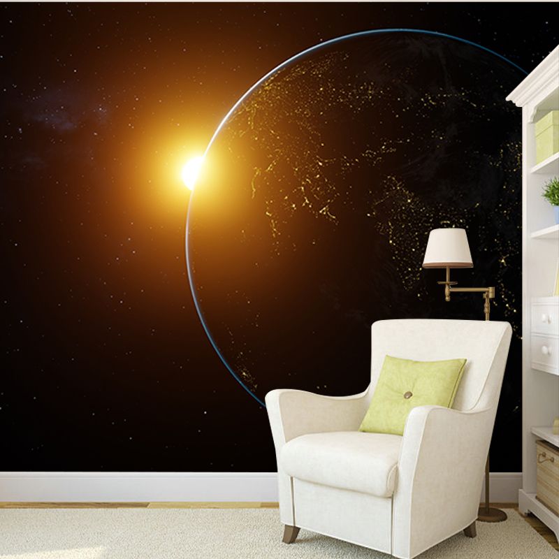 Dark Outer Space Mural Stain-Resistant Wall Decor for Guest Room, Personalized Size