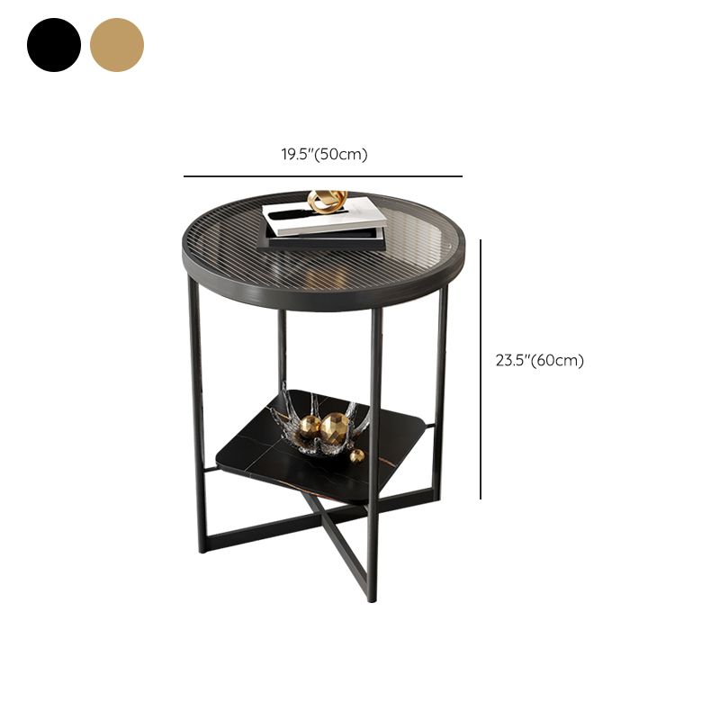 Modern Glass Round Side End Table Cross Legs Sofa Corner Table
