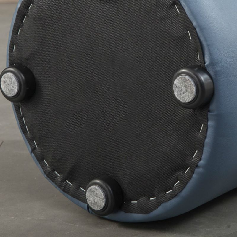 Dark Green Contemporary Pouf Pure Color Round Leather Indoor Pouf