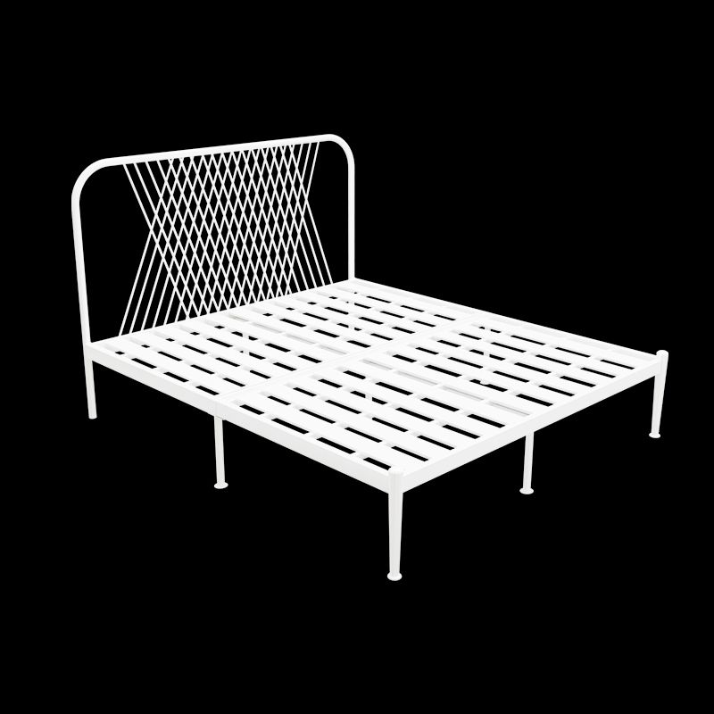 Glam Iron Headboard Bed with Open-Frame and Metal Legs Bed 47.24"