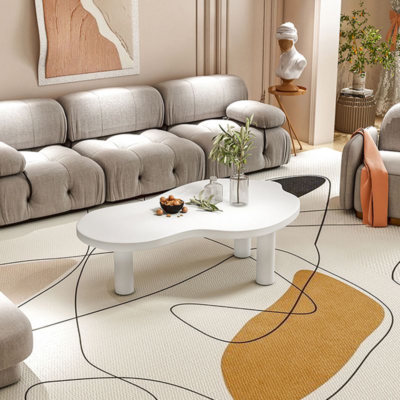 Modern Wood 3 Legs Cocktail Table Free Form Coffee Table - White