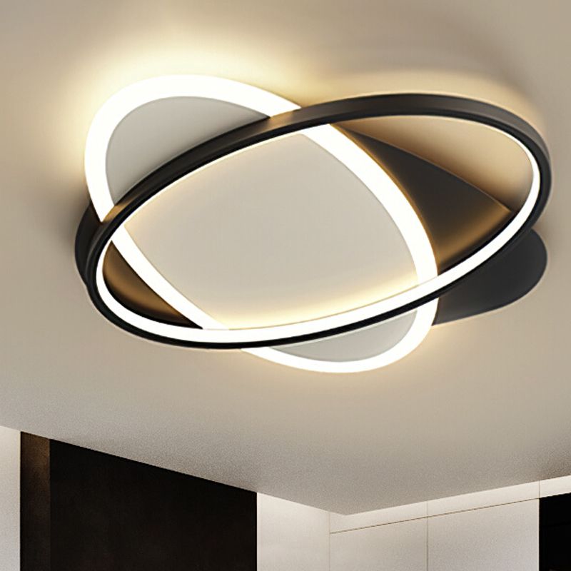 Lámparas de techo empotradas con forma ovalada de metal, estilo moderno, 2 luces