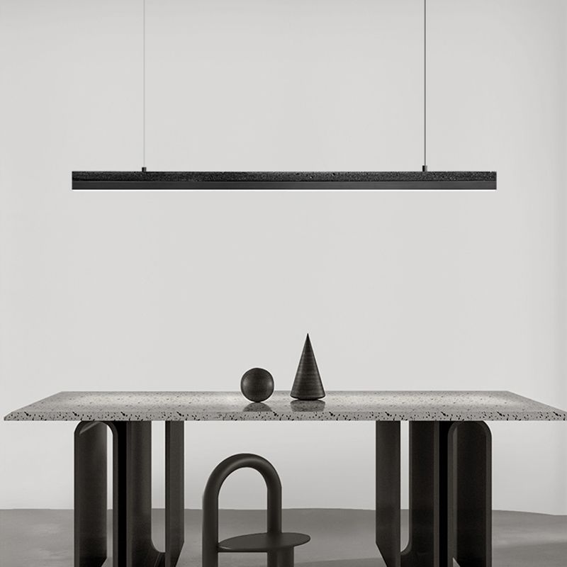 Minimalism LED Hanging Light Linear Island Light Fixture in Black for Dining Room
