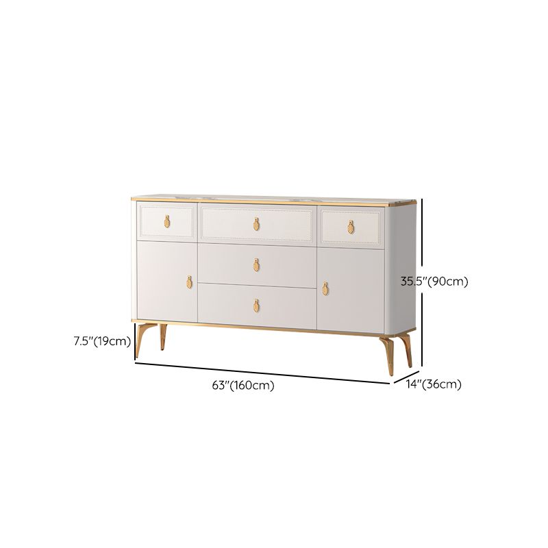 Classic Glam Stone Double Dresser Horizontal Storage Chest for Bedroom