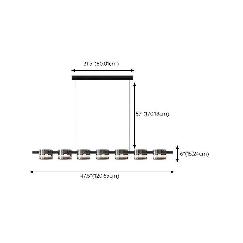 5/7/8/9-Light Modern Black Ceiling Light Glass LED Kitchen Island Lighting for Bedroom