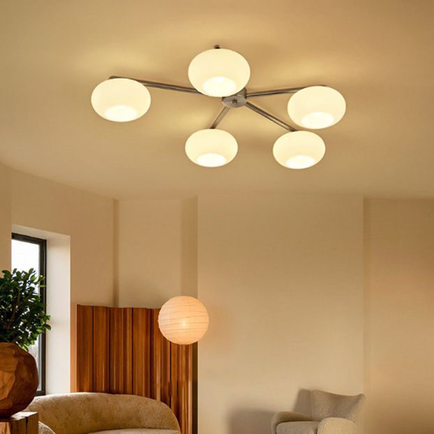 Modern Style Ceiling Lamp Glass Shade Flush Mount Light Fixture