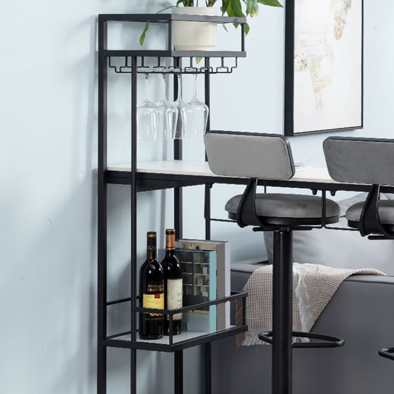 Contemporary Bar Dining Table Metal Frame Bar Table with Wine Rack
