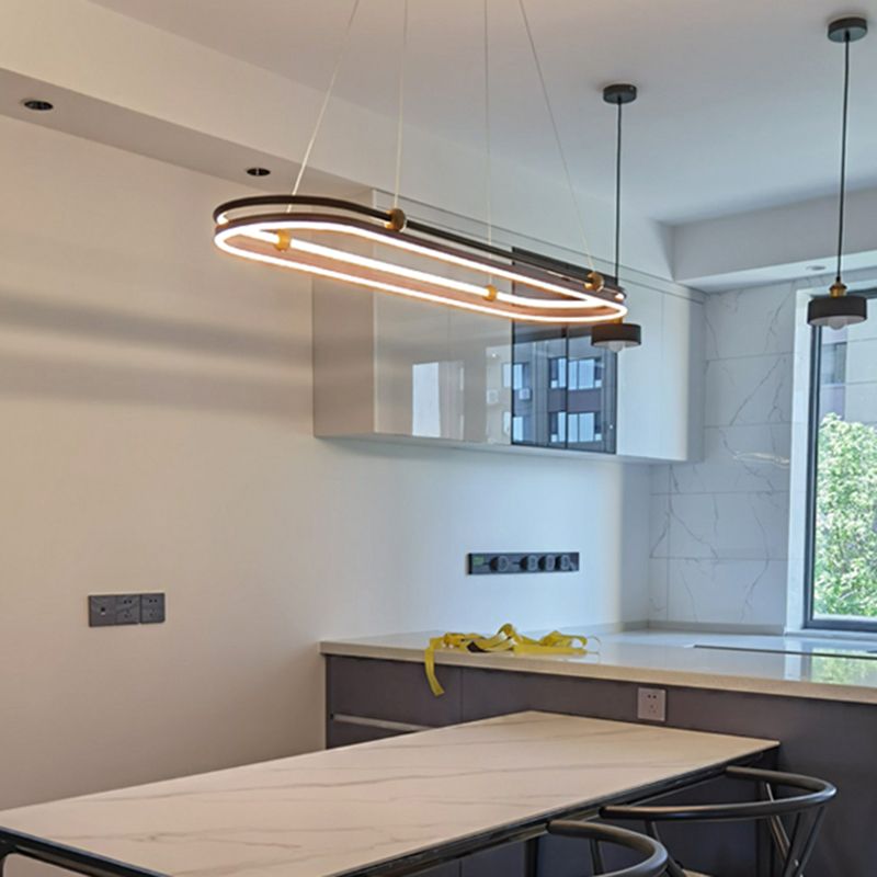 Dining Room Modern Island Light Fixture LED Linear Aluminum Pendant Light