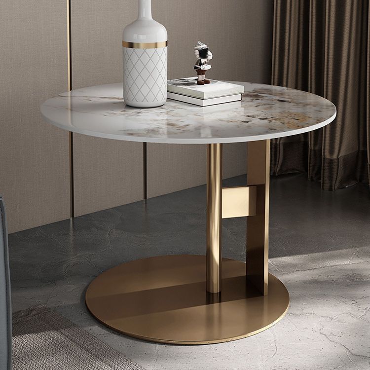 Glam Style Round Nesting Coffee Table Set with Steel Pedestal Base