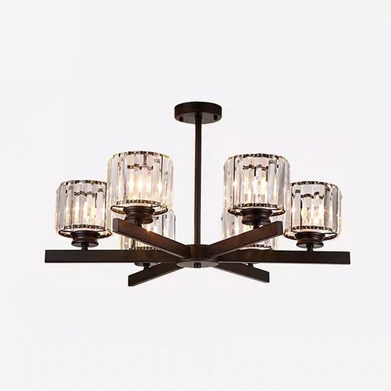 Cristallo trasparente Crystal Cilindrico Leonaio Lampaggio Light Modern Style Living Soggiorno pendenti in nero