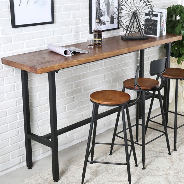 Indoor Rectangle Counter Height Table Trestle Solid Wood Natural Counter Table