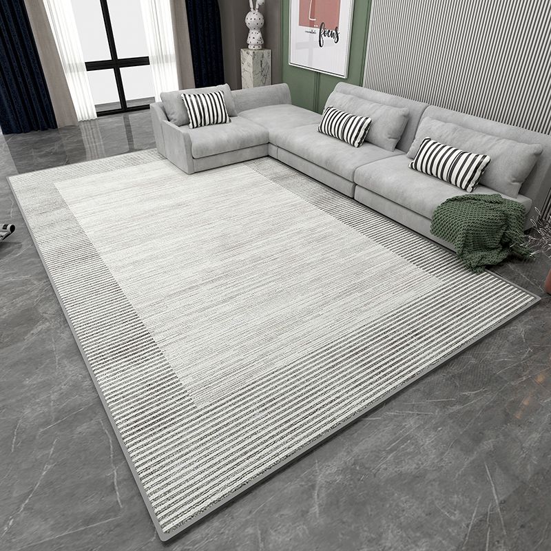 Grey Geometric Print Rug Modern Polyester Area Rug Stain Resistant Carpet for Home Decor
