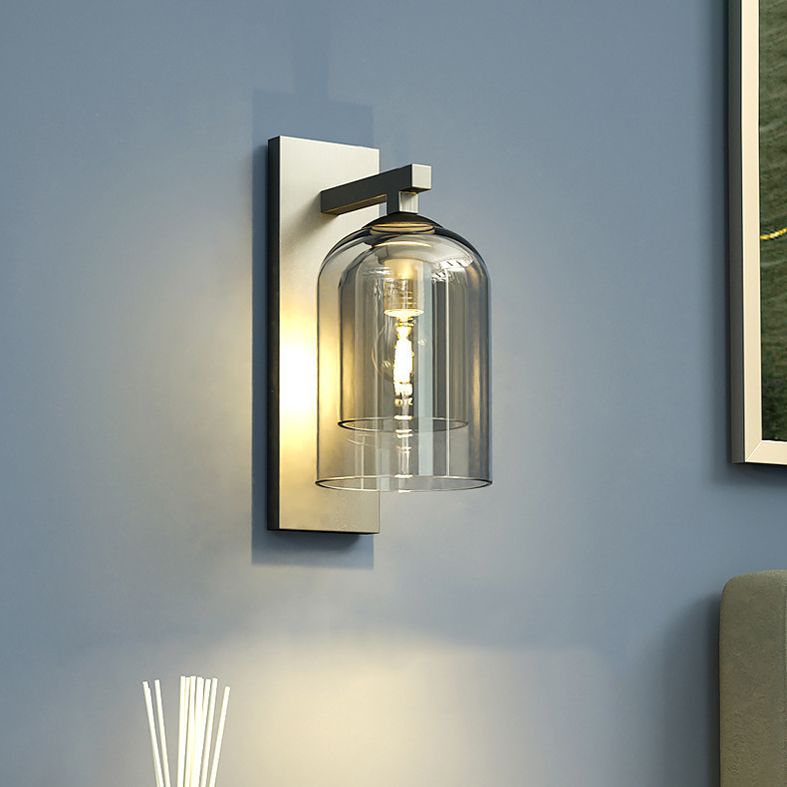 13.5" H Double-layer Glass Shade Creative Wall Lamp Single Bulb Modern Simplicity Bell Shaped Sconce Light