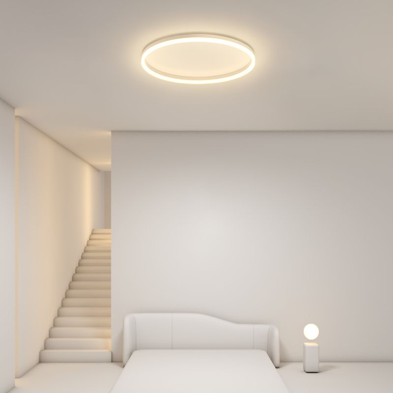 Metal Round Shape Flush Mount Light Modern 1 Light Flush Mount Lighting Fixtures in White